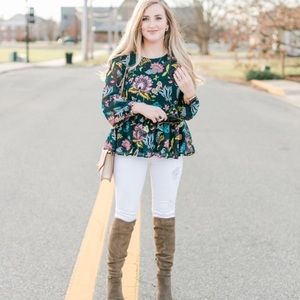 LOFT Pattern Peplum Blouse